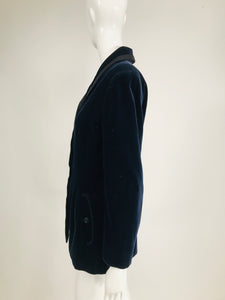 Azzedine Alaïa Blue Velvet Fitted Frock Style Jacket 1980s