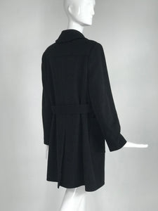 Giorgio Armani Black Wool Double Breasted Belted Coat