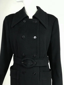 Giorgio Armani Black Wool Double Breasted Belted Coat