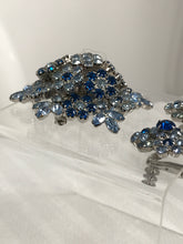 Vendome Vintage Dimensional Blue Prong Set Rhinestone Snowflake Pin and Earring Set