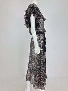 SOLD Vintage 1930s Sheer Floral Chiffon Balloon Sleeve Dress