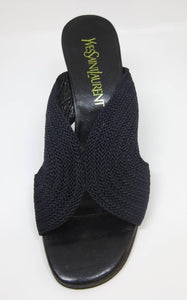 SOLD Yves Saint Laurent Black Cord and Leather Mules, Unworn 7B
