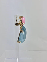 SOLD Pale blue and pink cabochon dangle earrings made in Italy