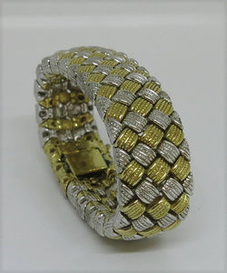 SOLD Ciner Silver and Gold Basket Weave Bracelet
