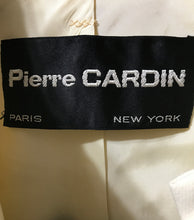 Pierre Cardin 1960s Off White Wool Coat with Metal Toggle Clasps Circle Pocket