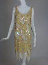 Sweelo Beaded Iridescent Paillette 1920s inspired dress 1980s Large NWT