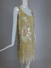 Sweelo Beaded Iridescent Paillette 1920s inspired dress 1980s Large NWT