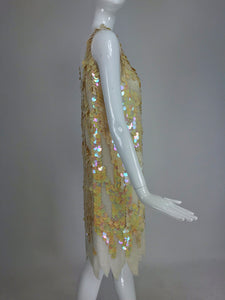 Sweelo Beaded Iridescent Paillette 1920s inspired dress 1980s Large NWT