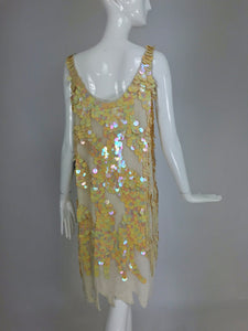 Sweelo Beaded Iridescent Paillette 1920s inspired dress 1980s Large NWT