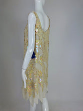 Sweelo Beaded Iridescent Paillette 1920s inspired dress 1980s Large NWT