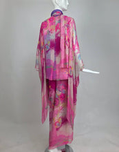 SOLD Hanae Mori pink floral silk kimono evening set 1960s