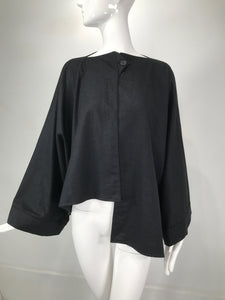 Ivan Grundahl Black Wool Kimono Sleeve Asymmetrical Hem Jacket