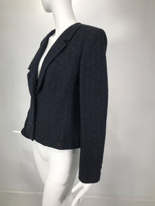 Chanel 02C Navy & Black Basket Weave Asymmetrical Collar Jacket