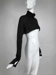 Lilith Grey loose knit Cropped Turtleneck Layering Sweater