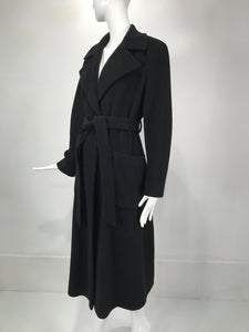 Donna Karan Black Cashmere Wrap Coat 10
