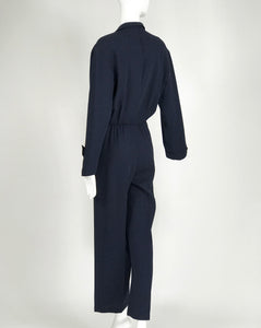 SOLD Vintage Thierry Mugler Navy Blue Jumpsuit 1980s