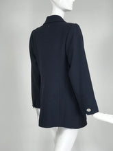 SOLD Vintage Yves Saint Laurent Dark Blue Double Breasted Ribbed Wool Jacket 1990s