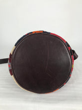 Vintage Large Turkish Kilim Rug with Leather Bucket Shoulder Bag