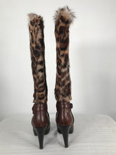 Ralph Lauren Collection Spotted Fur & Leather High Heel Platform Boots 8B