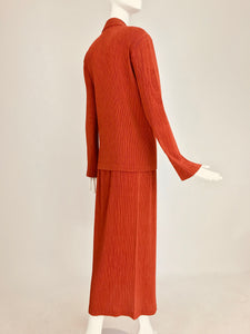SOLD Issey Miyake Fete paprika pleated top and skirt set