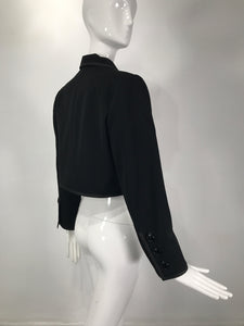Yves Saint Laurent Black Gabardine Cropped Jacket 1970s