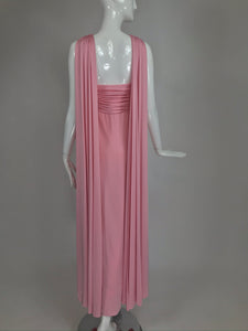 Vintage Estevez Pink Matte Jersey Goddess Gown 1970s