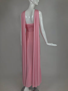 SOLD Vintage Estevez Pink Matte Jersey Goddess Gown 1970s