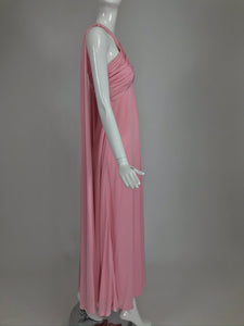 Vintage Estevez Pink Matte Jersey Goddess Gown 1970s