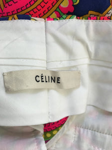 Celine Neon Paisley Silk Flat Front Trouser EU 42  US 10