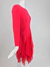 SOLD Bill Blass Red Silk Crepe with Chiffon Scarves Applique Dress