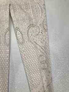 Roberto Cavalli Ivory Cotton Printed Flat Front Trouser EU 46 US 10