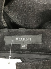 Gucci Shimmery Black Wide Leg Cuffed Trouser 40