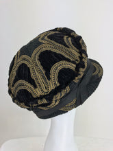 SOLD 1920s Flapper gold metallic Passementerie Cloche Hat