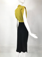 Original Paramount Junior Chicago 1940s Chartreuse & Black Crepe Dress
