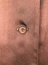 Chanel Chocolate Brown Silk Satin Logo Pocket Blouse