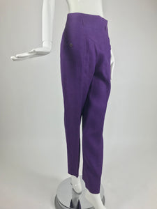 SOLD Gucci purple linen high waist trousers 1980s