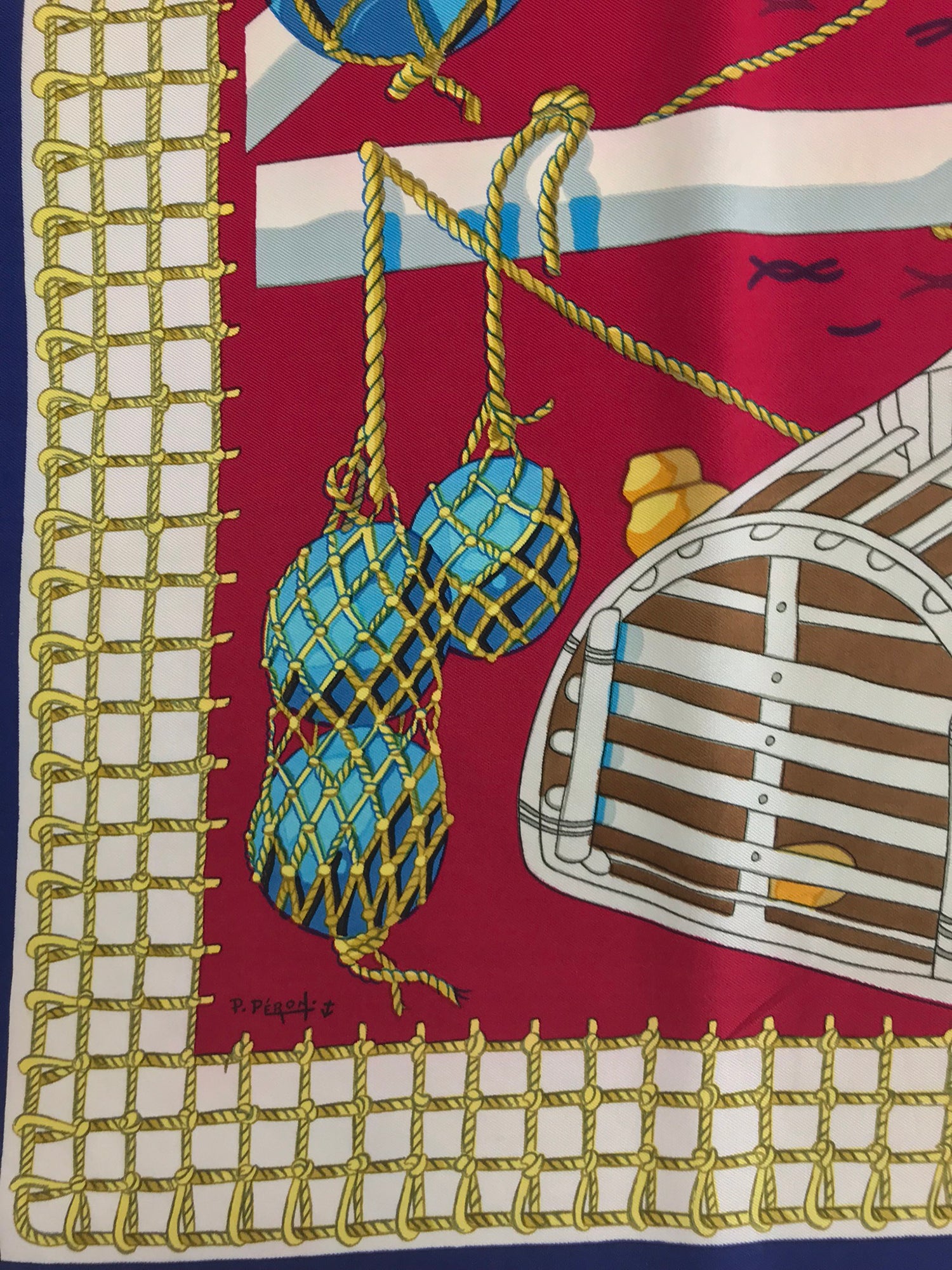 Hermes Les Raisins de la Mer Silk Scarf Pierre Péron 1967 35 x 35