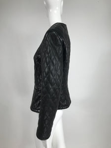 Alan Bilzerian Black Quilted Leather Zipper Front Jacket