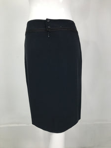 Chanel 02C Black Cord Trim Hip Pocket Pencil Skirt