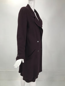 Karl Lagerfeld Burgundy Wool Crepe Coat & Skirt Set 1980s