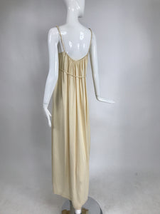  1930s Ivory Crepe de Chine Applique Gown Vintage