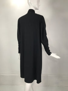 Kenzo Double Face Black Wool Cheongsam Style Coat 1980s