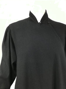 Kenzo Double Face Black Wool Cheongsam Style Coat 1980s