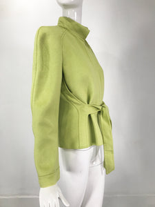 Valentino Pea Green Cashmere/Wool Tie Front Jacket