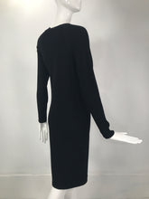 Helmut Lang Black Ribbed Knit Asymmetrical Neck Dress 