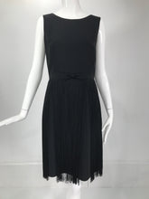 Moschino Sleeveless Black Crepe Bow Waist Fringe Skirt Dress 1990s