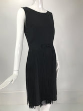 Moschino Sleeveless Black Crepe Bow Waist Fringe Skirt Dress 1990s