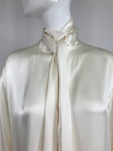 Celine Candle light Silk Satin Oversize Tunic Top Full Sleeves Neck Ties