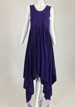  Romeo Gigli Aubergine Cotton Knit Asymmetrical Hem Dress