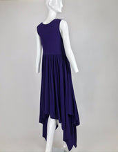 SOLD Romeo Gigli Aubergine Cotton Knit Asymmetrical Hem Dress